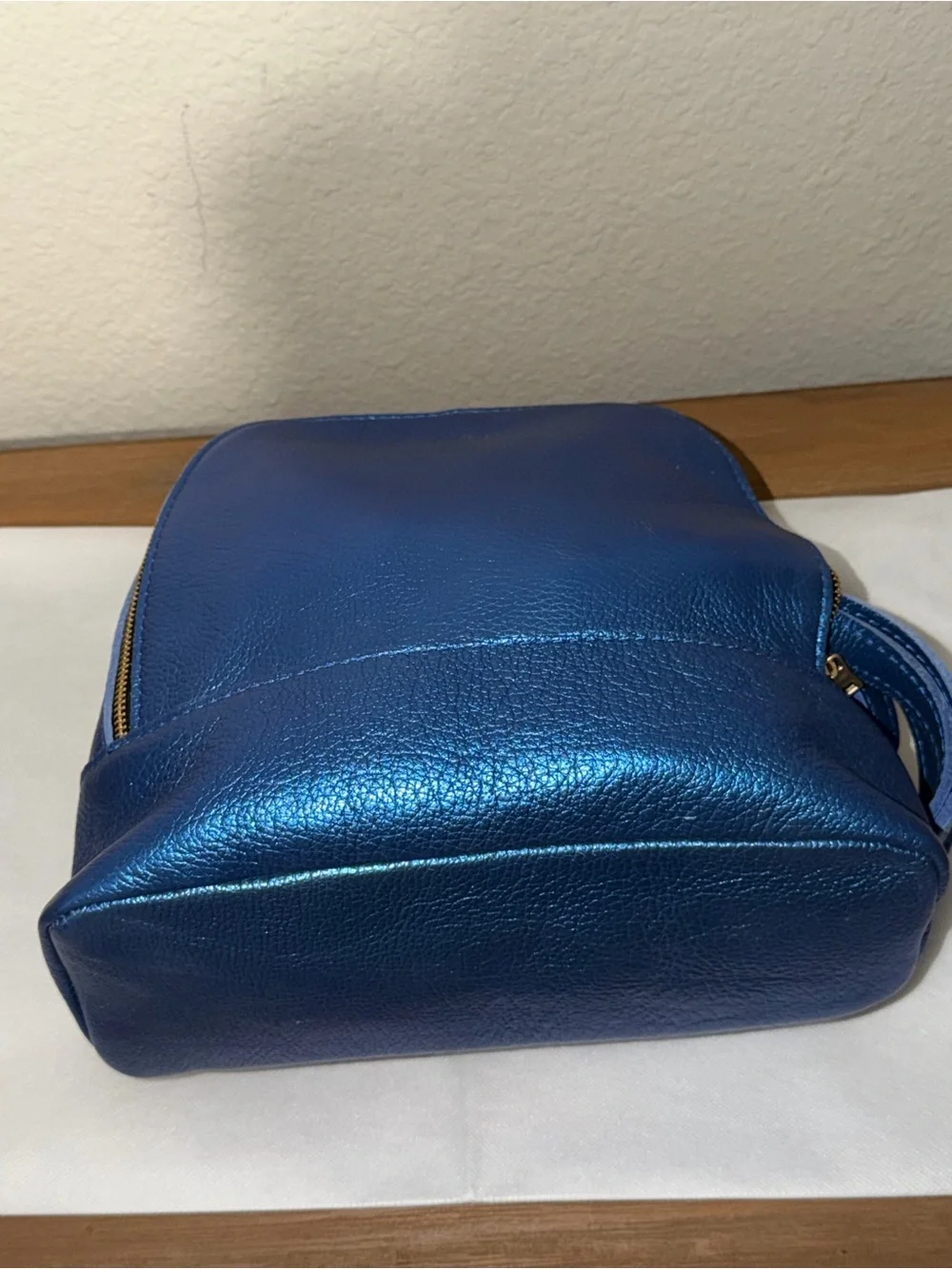 NWT Portland Leather convertible backpack Rue Comet Blue Metallic